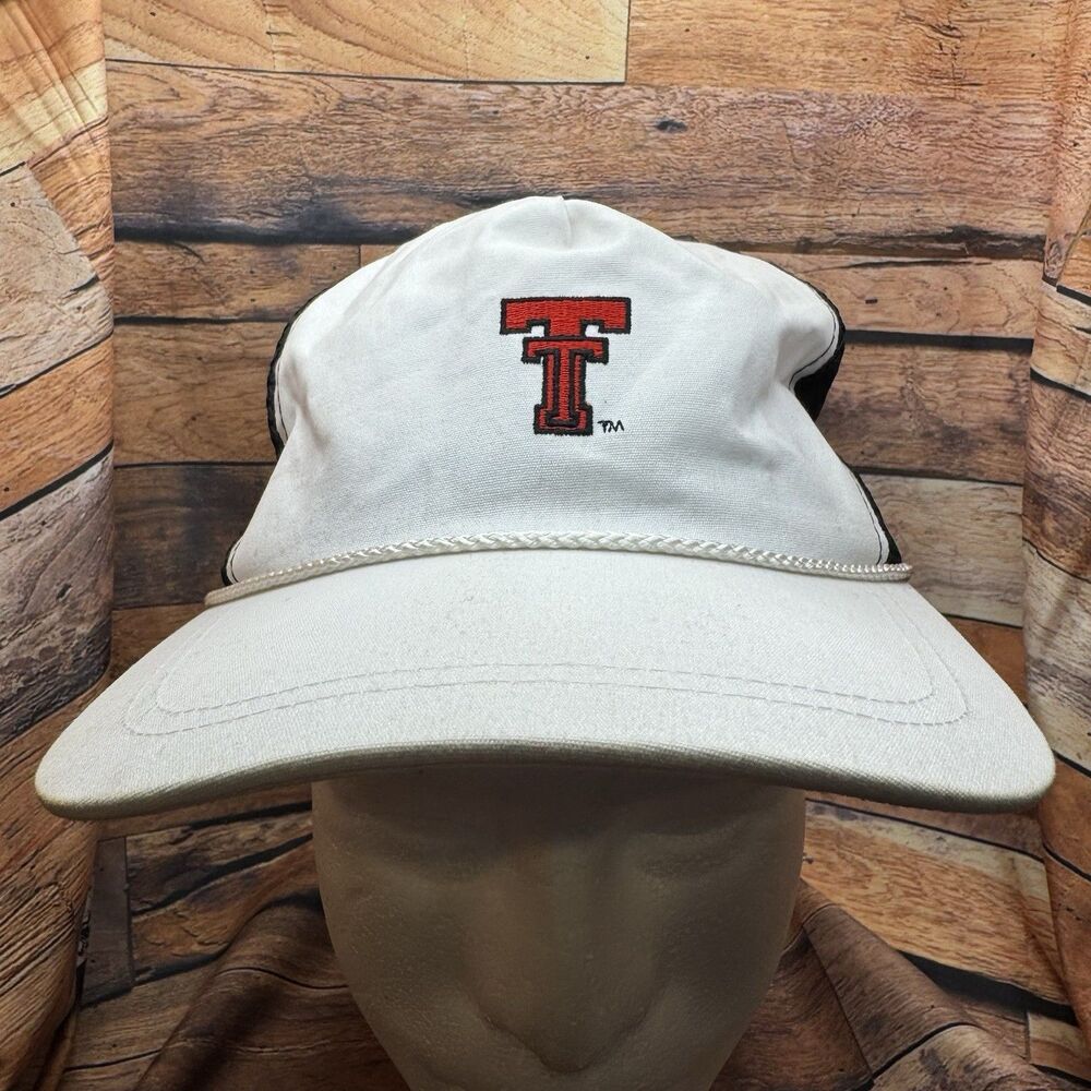 Texas Tech Red Raiders Rope Hat White Mesh Snapback Cap Double T Logo Trucker
